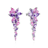 “Wisteria Whisper” Flower Bar Amethyst Silver Earrings