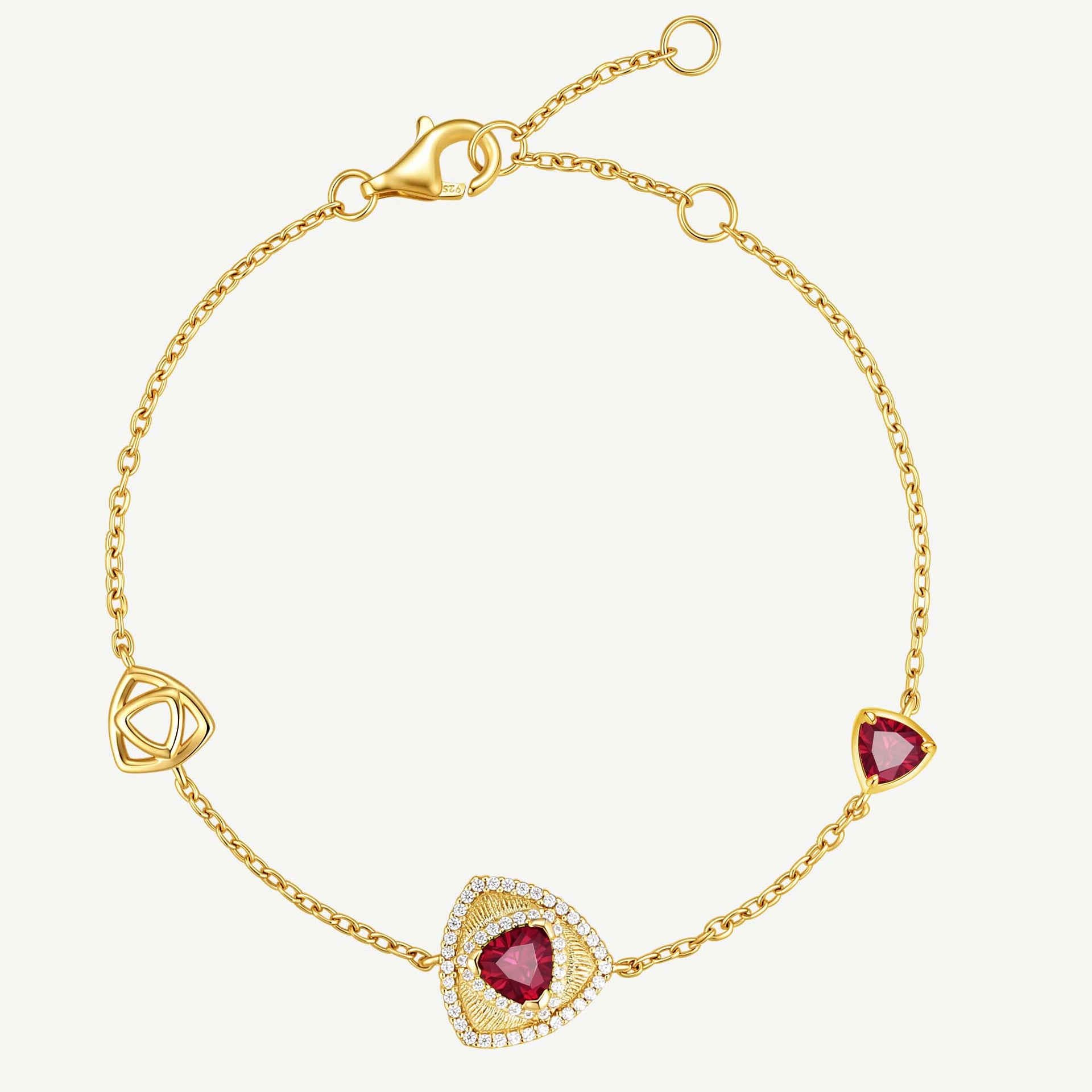 Trinity Textured Bracelet Created Ruby