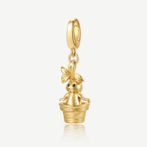 Gold Harry Potter Mandrake charm in a potted plant design
