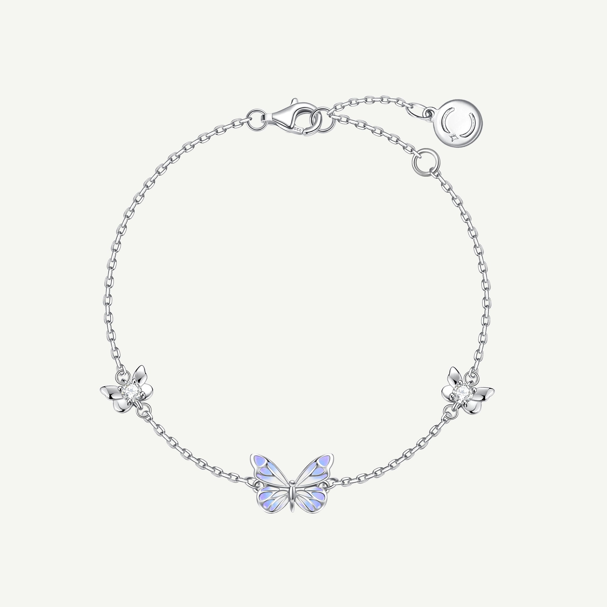 FANCIME "Starlight Butterfly" Luminous Enamel Sterling Silver Bracelet