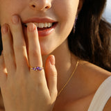 “Wisteria Whisper” Flower Amethyst Silver Ring