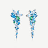 “Wisteria Whisper” Flower Bar Blue Topaz Silver Earrings