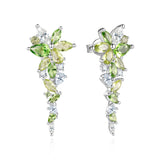 “Wisteria Whisper” Flower Bar Peridot Silver Earrings