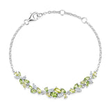 “Wisteria Whisper” Flower Bar Peridot Silver Bracelet