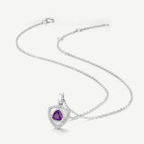 Trinity Textured Silver Necklace in Created Amethyst