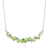 “Wisteria Whisper” Flower Bar Peridot Silver Necklace