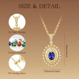 FANCIME "Retro Romance" Vintage Oval Cut September Birthstone Sterling Silver Necklace