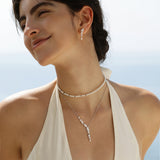 FANCIME "Wisteria Whisper" Flower Drop Y Sterling Silver Necklace