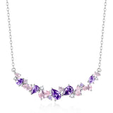 “Wisteria Whisper” Flower Bar Pink Tourmaline Silver Necklace
