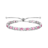 "Glamour Radiance" October Birthstone Tourmaline Sterling Silver Tennis Bracelet Classic Bolo Chain