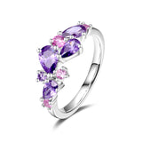 “Wisteria Whisper” Flower Amethyst Silver Ring