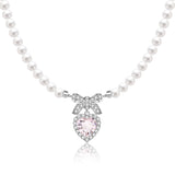 FANCIME "Heart Kiss" Sugar Bow Silver Necklace