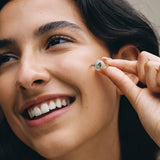 Trinity Textured Silver Ring in Created Peridot