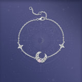 FANCIME "Pink Dream" Crescent Moon Star  Sterling Silver Strand Bracelet