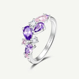 “Wisteria Whisper” Flower Pink Tourmaline Silver Ring