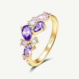 “Wisteria Whisper” Flower Pink Tourmaline Silver Ring
