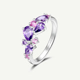 “Wisteria Whisper” Flower Amethyst Silver Ring