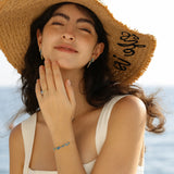 “Wisteria Whisper” Flower Bar Aquamarine Topaz Silver Ring
