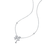 FANCIME “Blooming Bow“ Butterfly Floral Bow Sterling Silver Necklace