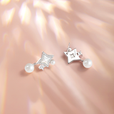 FANCIME "Starlit Melody" Sterling Silver Pearl Drop Earrings