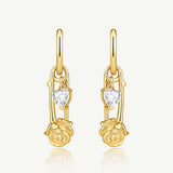 Rose Pin Silver Hoop Earrings