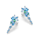 「ウィステリア・ウィスパー」フラワーバー ブルートパーズ シルバーイヤリング