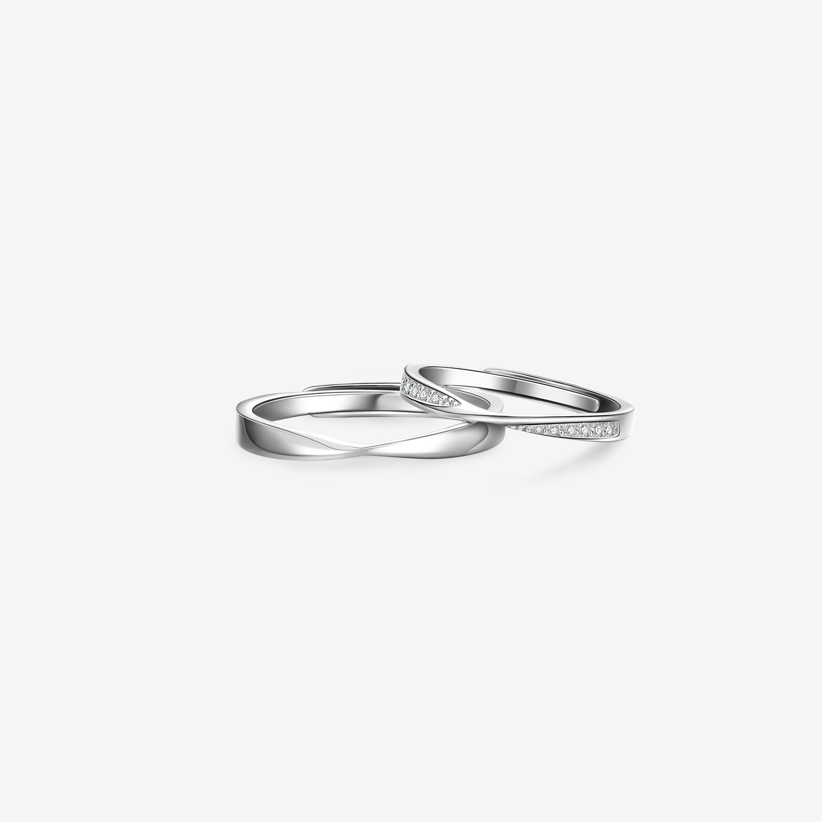 FANCIME "Connected" Couples Band Sterling Silver Rings Main