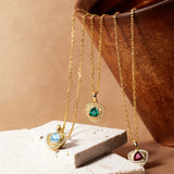 Trinity Textured Silver Necklace in Created Aquamarine