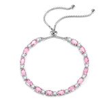 "Glamour Radiance" October Birthstone Tourmaline Sterling Silver Tennis Bracelet Classic Bolo Chain
