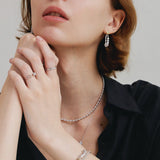 Rose Pin Pearl Silver Earrings
