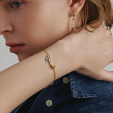Rose Pin Pearl Silver Bracelet