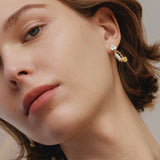 Rose Pin Pearl Silver Earrings
