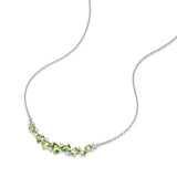 “Wisteria Whisper” Flower Bar Peridot Silver Necklace