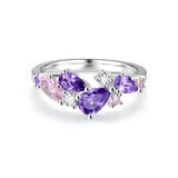 “Wisteria Whisper” Flower Pink Tourmaline Silver Ring