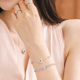 Trinity Textured Silver Bracelet in Created Peridot