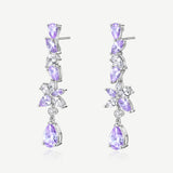 Wisteria Bloom Drop Amethyst Silver Earrings