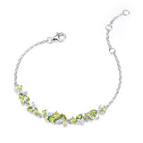 “Wisteria Whisper” Flower Bar Peridot Silver Bracelet