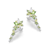 “Wisteria Whisper” Flower Bar Peridot Silver Earrings