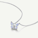 FANCIME "Starlight Butterfly" Luminous Enamel Sterling Silver Necklace