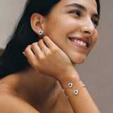 Trinity Textured Silver Earrings in Created Emerald