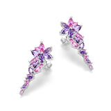 “Wisteria Whisper” Flower Bar Amethyst Silver Earrings
