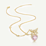 FANCIME "Heart Kiss" Sugar Bow Silver Necklace