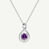 "Infinite Embrace" February Birthstone Amethyst Infinity Symbol Sterling Silver Pendant Necklace