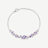 “Wisteria Whisper” Flower Bar Pink Tourmaline Silver Bracelet