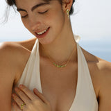 “Wisteria Whisper” Flower Bar Peridot Silver Necklace