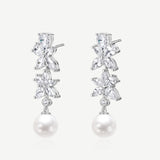 Wisteria Bloom Drop Pearl Silver Earrings
