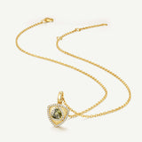 Trinity Textured Silver Necklace in Created Peridot