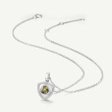 Trinity Textured Silver Necklace in Created Peridot