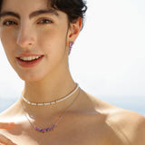 “Wisteria Whisper” Flower Bar Amethyst Silver Necklace