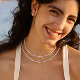 Pearl Blossom Chain Necklace with Silver Beads